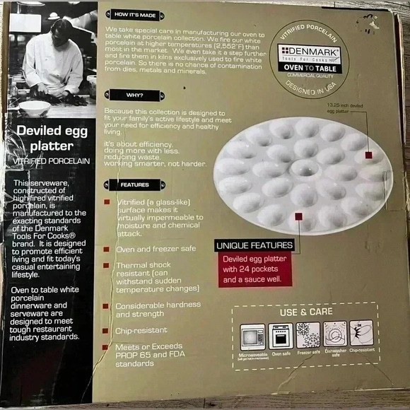 Denmark Oven To Table Devilled Egg Platter With Sauce  Well Brand New In Box 13 - Picture 3 of 4